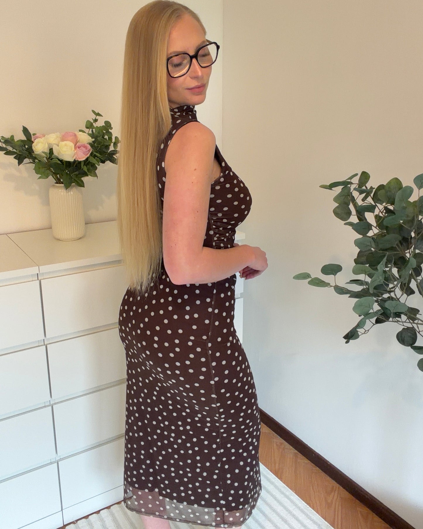 Robe longue à pois