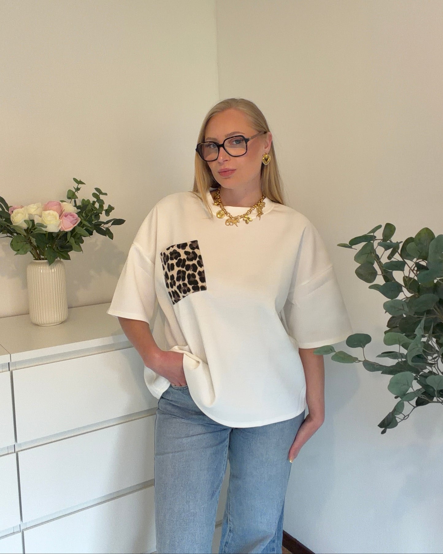 T-shirt oversize à motif léopard