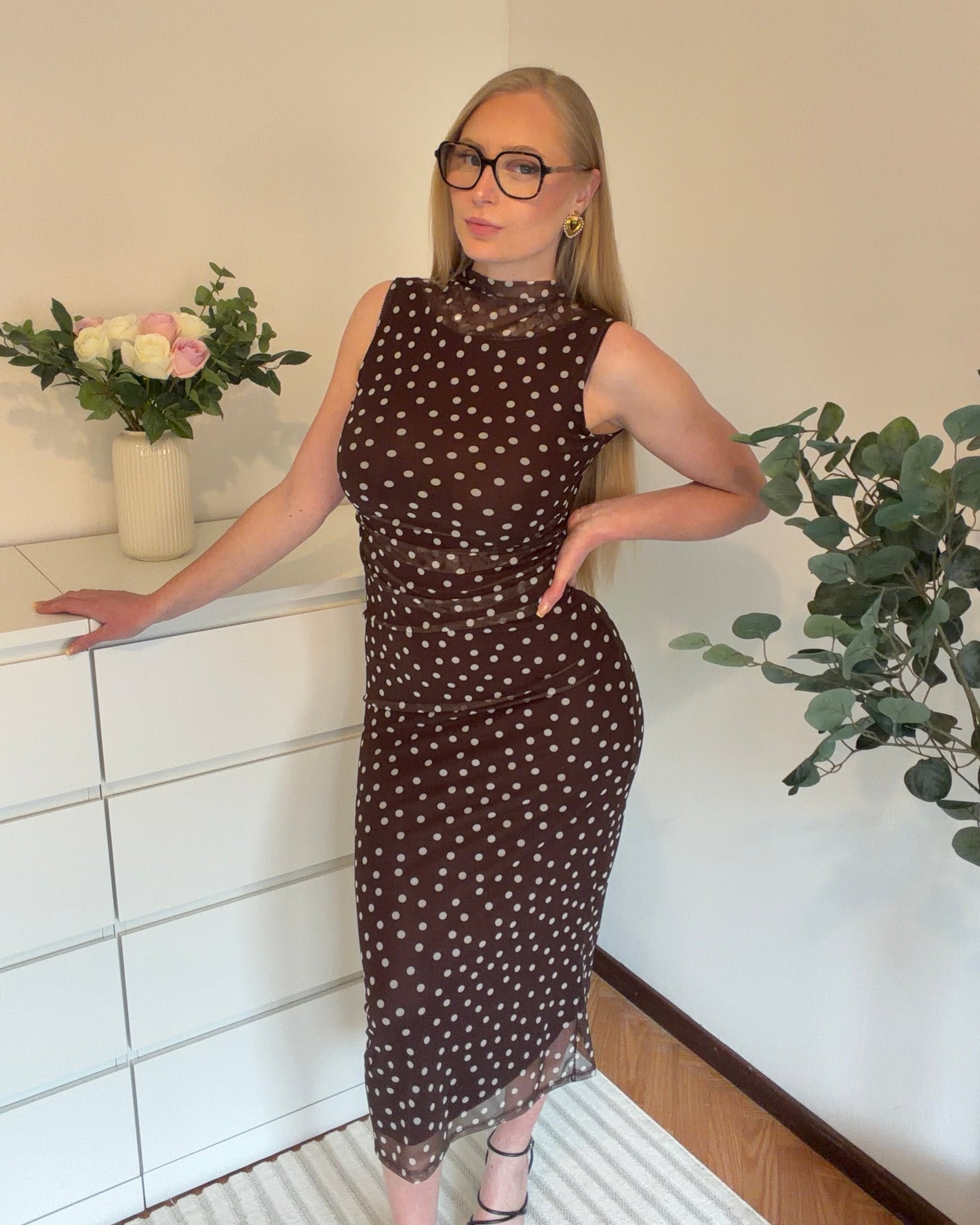 Robe longue à pois