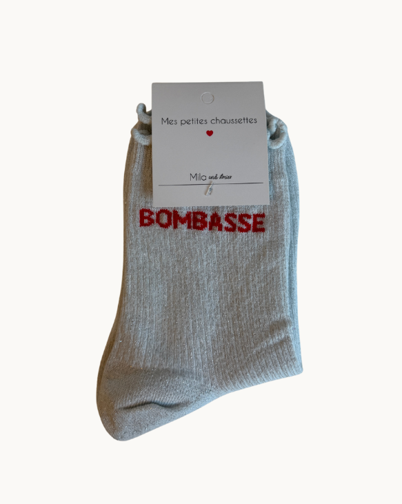 chaussettes à paillettes - bombasse - gris clair