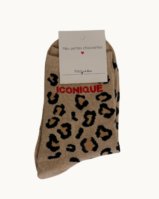 Chausettes à paillettes - léopard - iconique