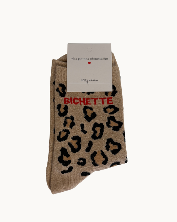 Chaussettes à paillettes - léopard - bichette